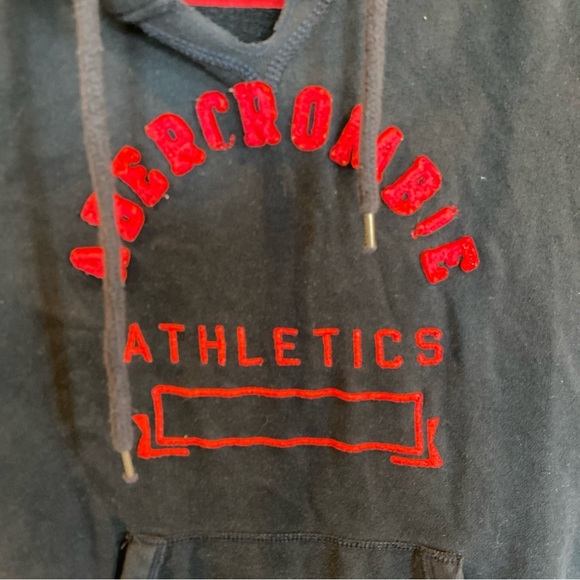 Abercrombie & Fitch V Neck Hoodie Navy Blue Juniors Large Athletics - Picture 2 of 4